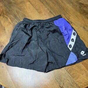 Vintage 90s Lotto Nylon Soccer Shorts Purple Black Large